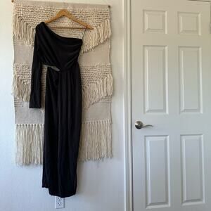 Something Navy One Shoulder Gown